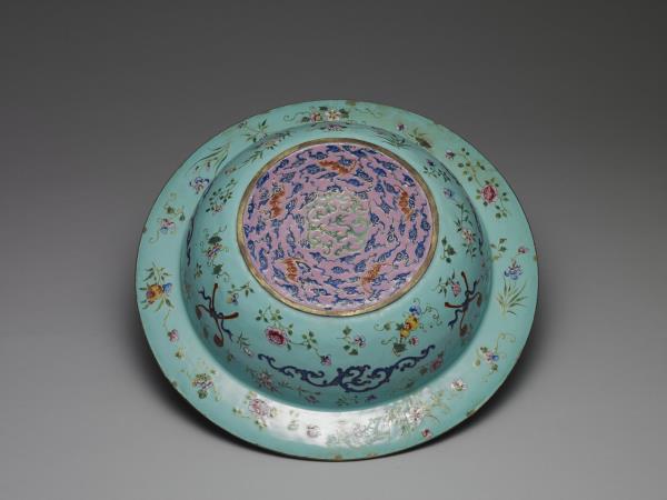 銅胎畫琺瑯福壽盆