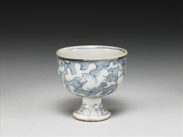 青花海獸紋高足杯- 故宮
