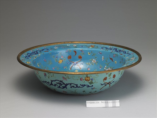 銅胎畫琺瑯福壽盆