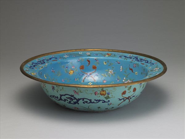 銅胎畫琺瑯福壽盆