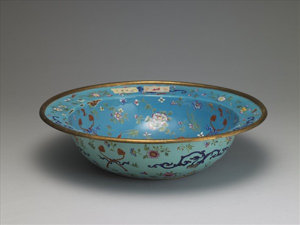 銅胎畫琺瑯福壽盆