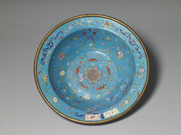 銅胎畫琺瑯福壽盆