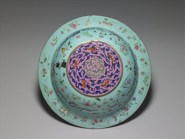 銅胎畫琺瑯福壽盆