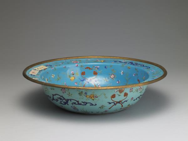 銅胎畫琺瑯福壽盆