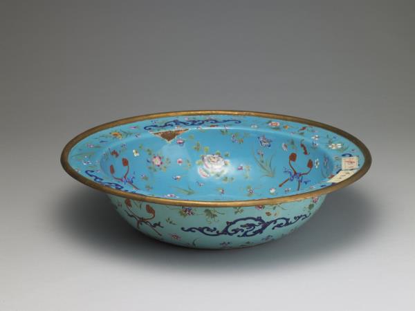 銅胎畫琺瑯福壽盆