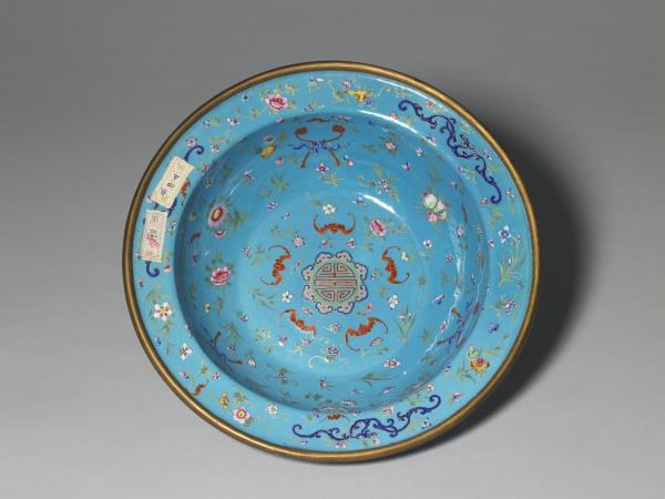 銅胎畫琺瑯福壽盆