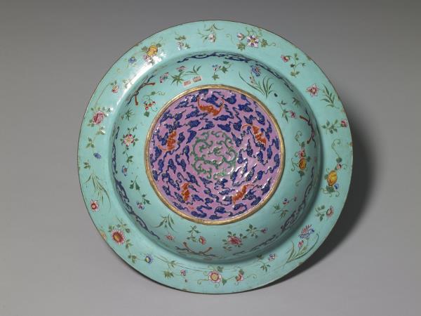 銅胎畫琺瑯福壽盆