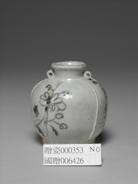 青花聯珠紋雙耳罐