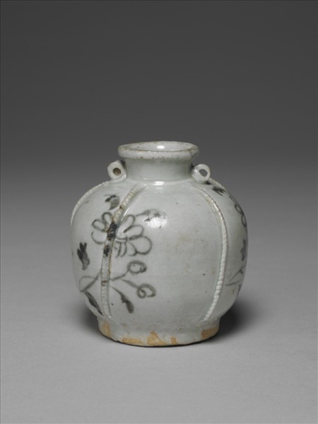 青花聯珠紋雙耳罐