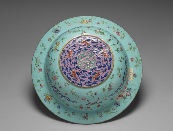 銅胎畫琺瑯福壽盆