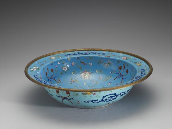 銅胎畫琺瑯福壽盆