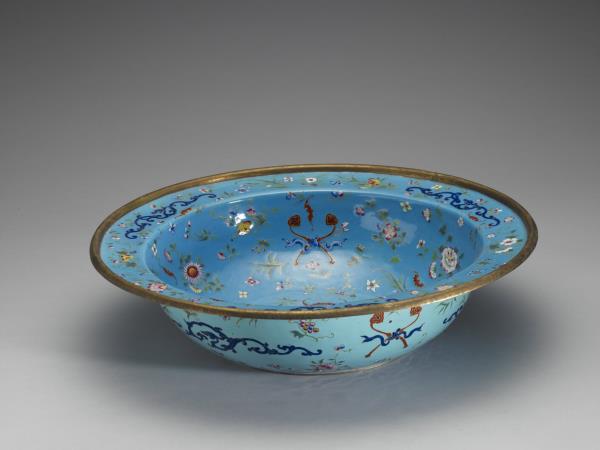 銅胎畫琺瑯福壽盆