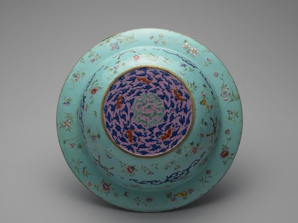 銅胎畫琺瑯福壽盆