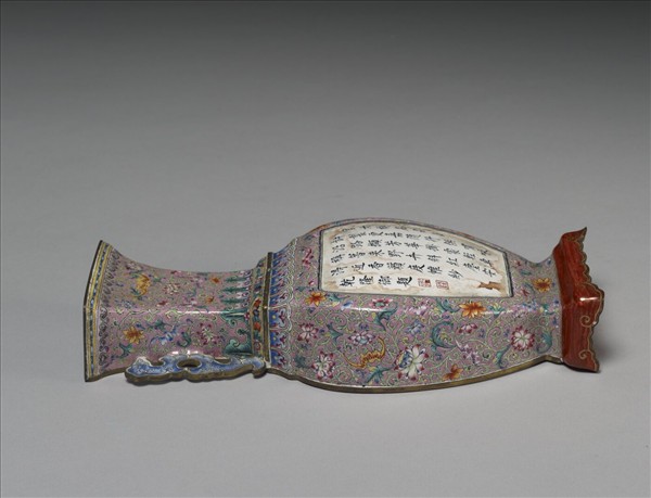 銅胎畫琺瑯開光御製詩文轎瓶