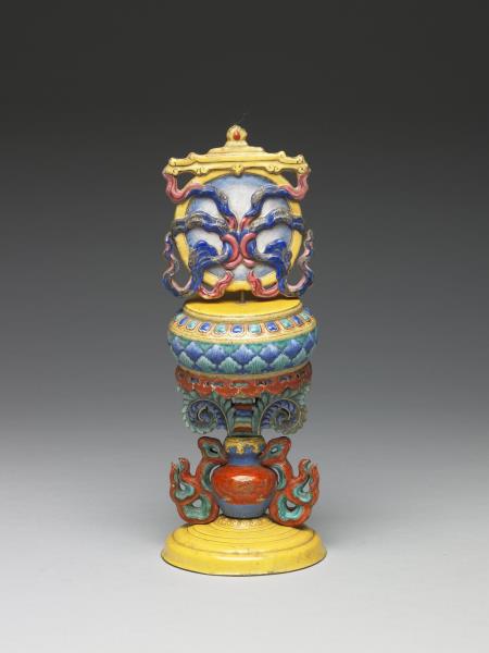 銅胎畫琺瑯五彩七政寶（法輪）