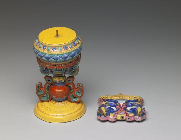 銅胎畫琺瑯五彩七政寶（法輪）