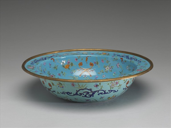 銅胎畫琺瑯福壽盆