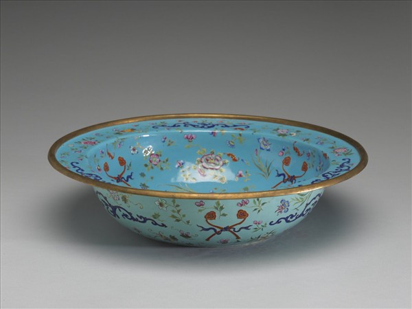 銅胎畫琺瑯福壽盆