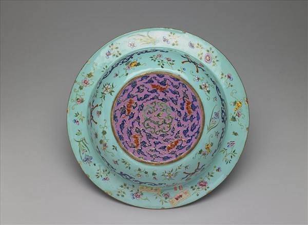 銅胎畫琺瑯福壽盆