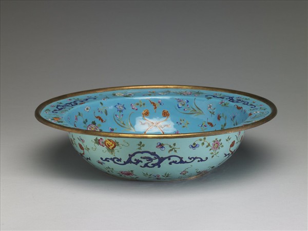 銅胎畫琺瑯福壽盆