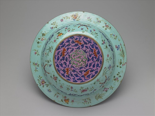 銅胎畫琺瑯福壽盆