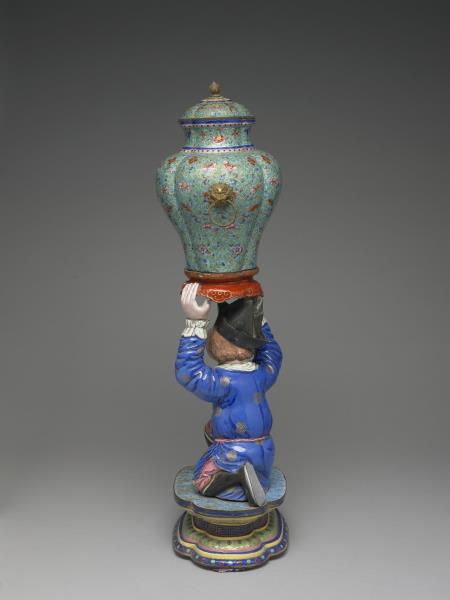 銅胎畫琺瑯洋人托寶