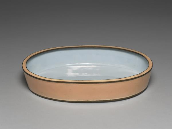 銅胎畫琺瑯橢圓花盆