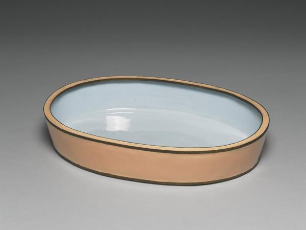 銅胎畫琺瑯橢圓花盆