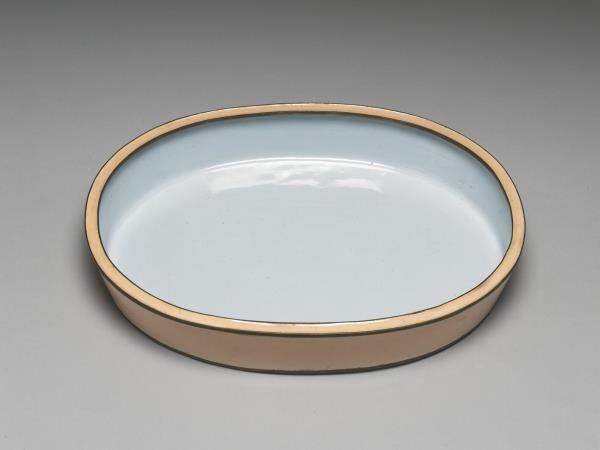 銅胎畫琺瑯橢圓花盆