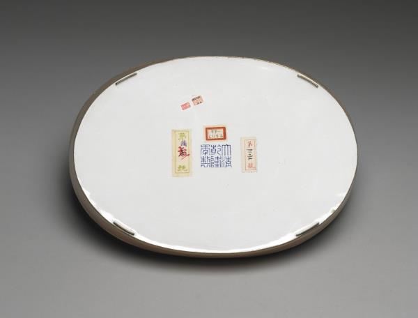 銅胎畫琺瑯橢圓花盆