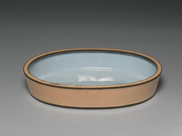 銅胎畫琺瑯橢圓花盆