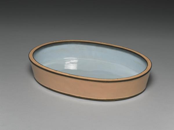 銅胎畫琺瑯橢圓花盆