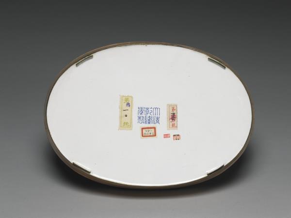 銅胎畫琺瑯橢圓花盆