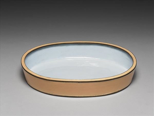 銅胎畫琺瑯橢圓花盆