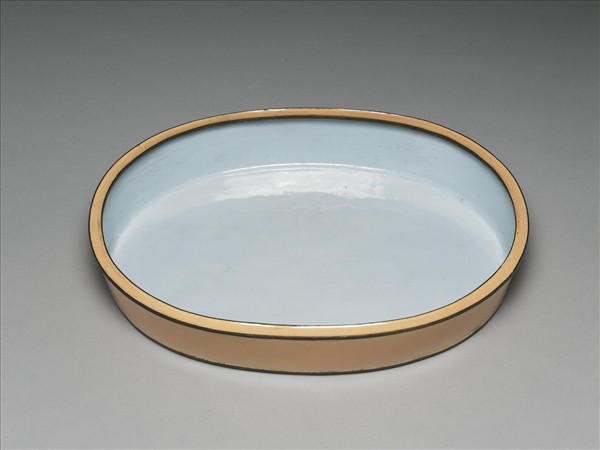 銅胎畫琺瑯橢圓花盆