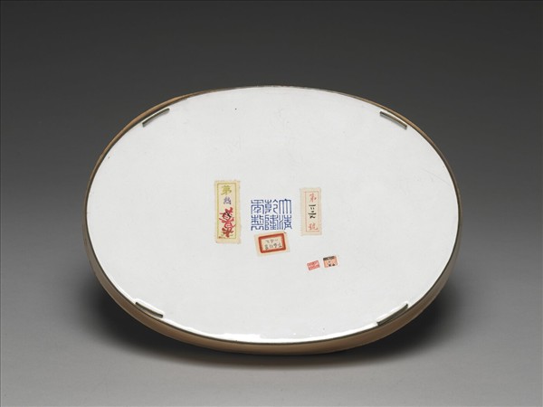 銅胎畫琺瑯橢圓花盆