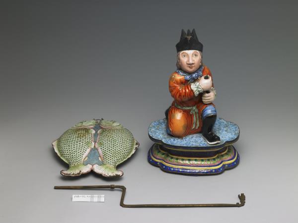 銅胎畫琺瑯洋人托寶