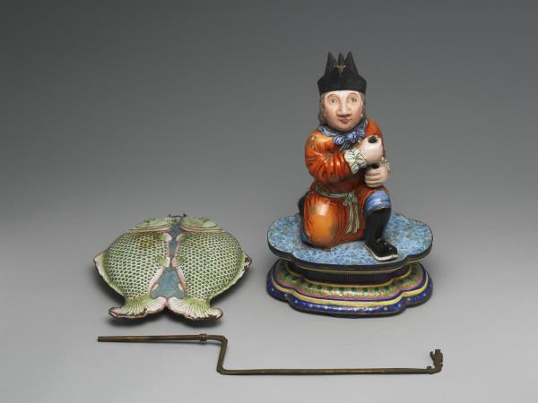 銅胎畫琺瑯洋人托寶