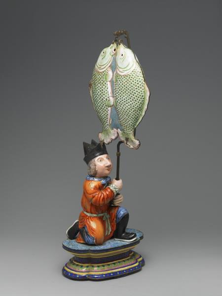 銅胎畫琺瑯洋人托寶