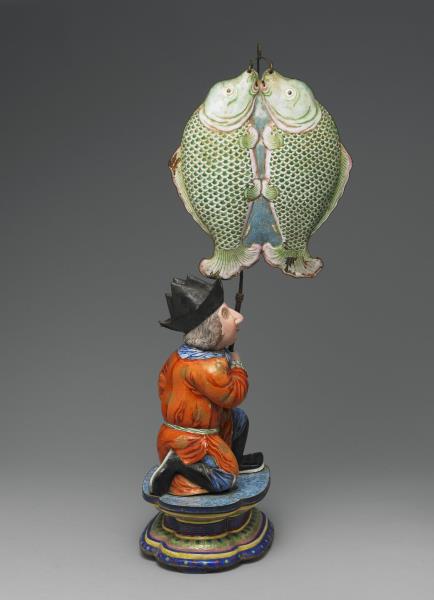 銅胎畫琺瑯洋人托寶