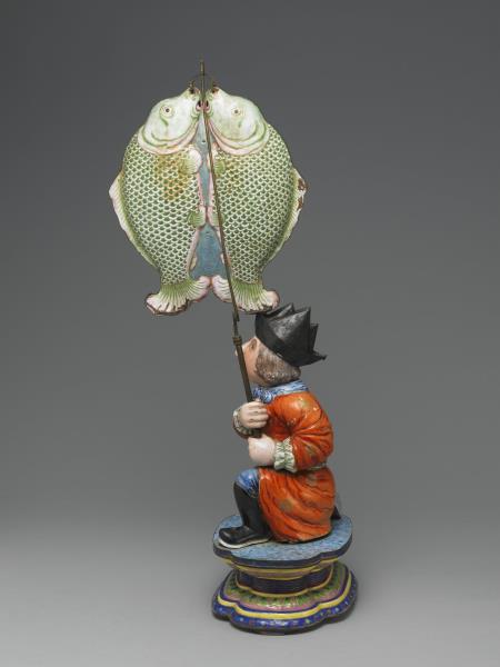 銅胎畫琺瑯洋人托寶