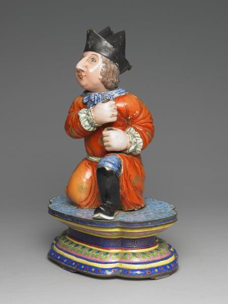 銅胎畫琺瑯洋人托寶