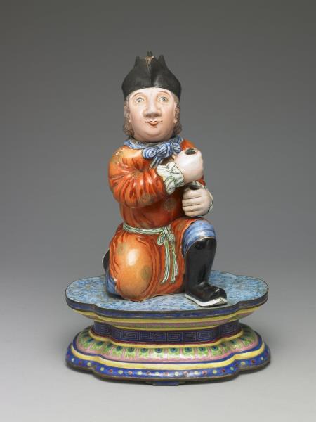 銅胎畫琺瑯洋人托寶