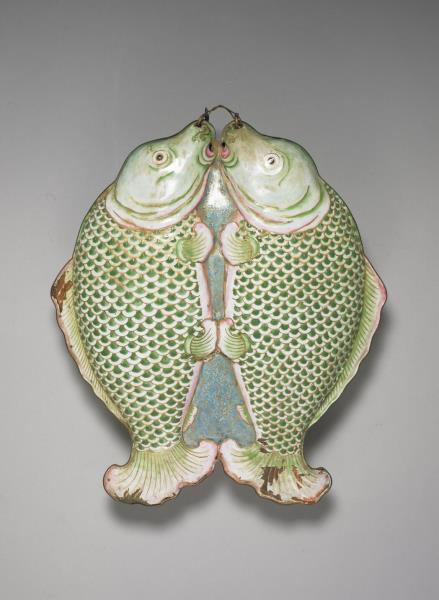 銅胎畫琺瑯洋人托寶