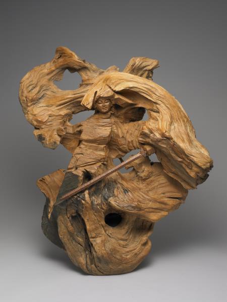 木雕公孫大娘舞劍器