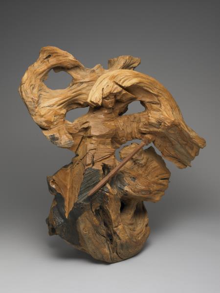 木雕公孫大娘舞劍器