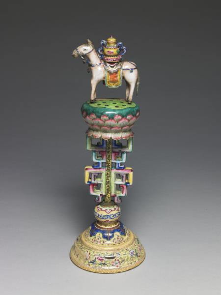 銅胎畫琺瑯五彩七政寶（寶馬） - 故宮