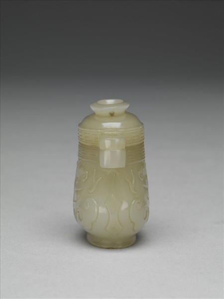 玉仿古獸面紋蓋壺