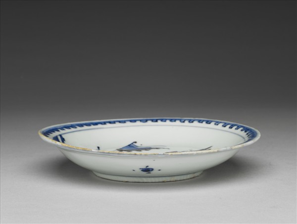 青花釉裡紅風景盤