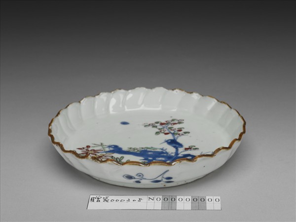 五彩花鳥紋花式盤